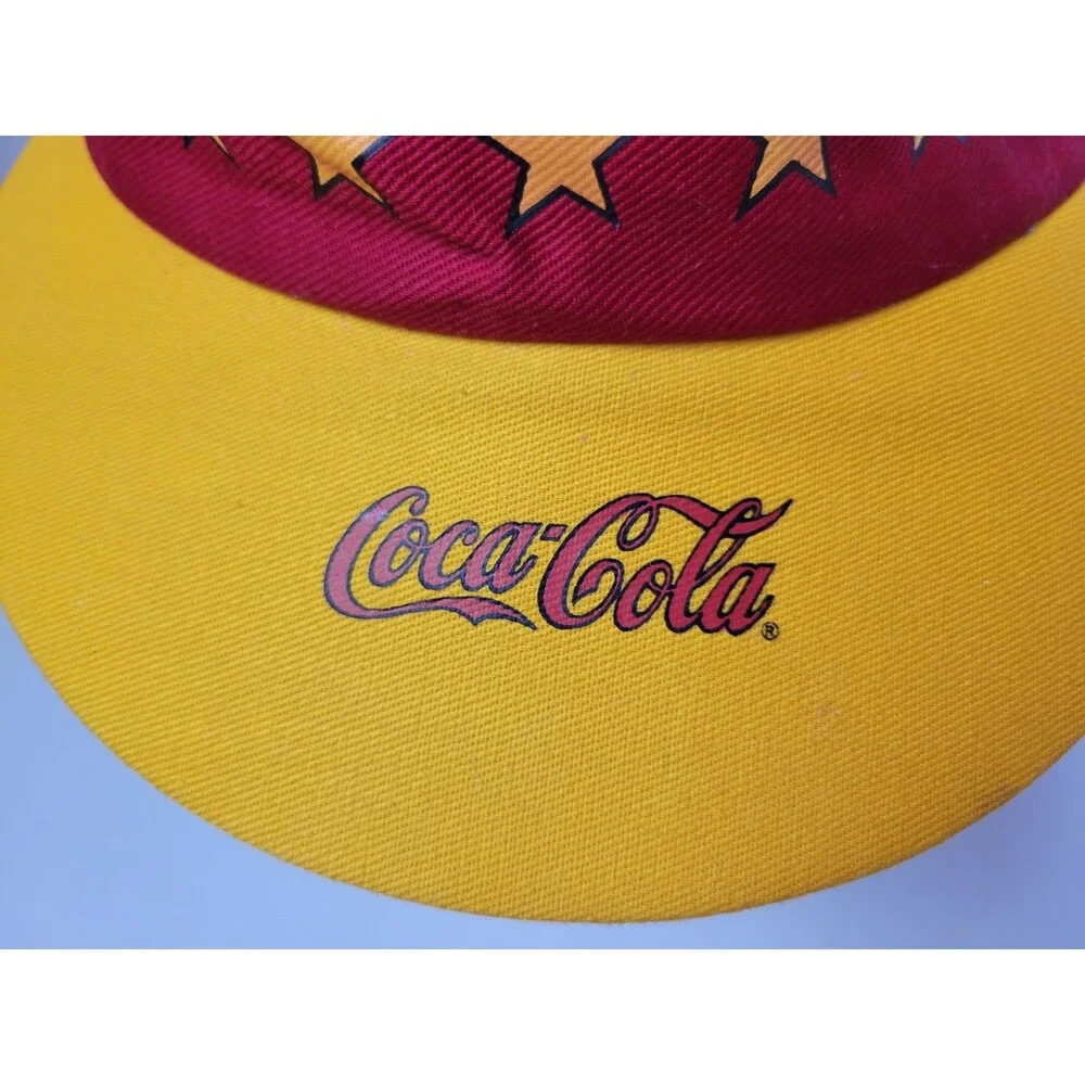 Vintage Coca Cola Adjustable Red Yellow 5 Star‎ Visor Hat